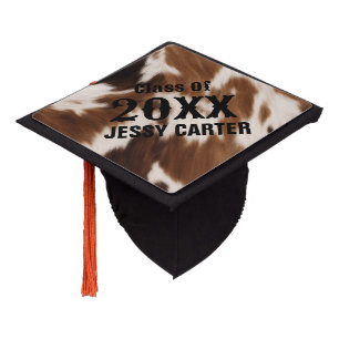 Toque De Diplômé Rustique Pays Occidental Brown Cowhide Personnalis