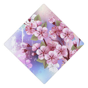 Toque De Diplômé Sakura rose sur la peinture Arrière - plan