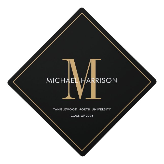 Toque De Diplômé Script de Guy's Gold Serif Monogramme noir (Devant)