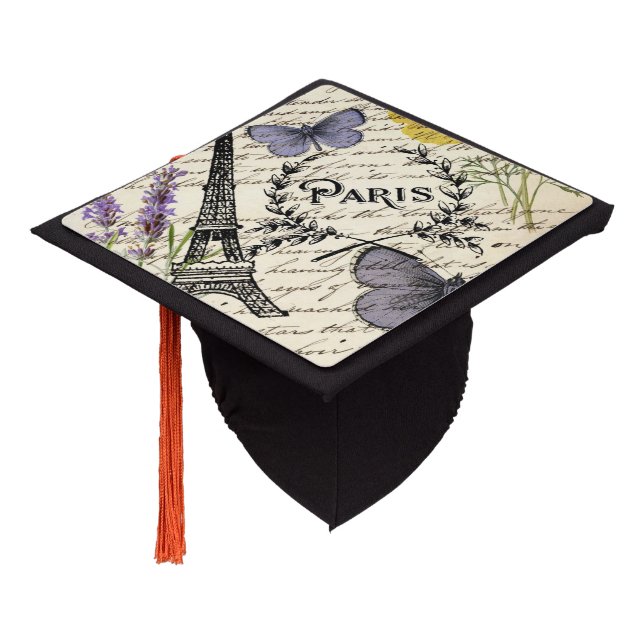 Toque De Diplômé scripts papillon français chic tour eiffel paris (Incliné)