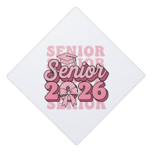 Toque De Diplômé Senior 2026 Promotion 2026 Coquette Rose Ruban Dip