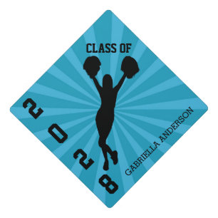Toque De Diplômé Silhouette bleu-clair de pom-pom girl