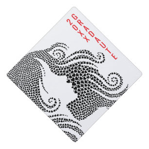 Toque De Diplômé Silhouette de diplômé noir blanc et rouge 