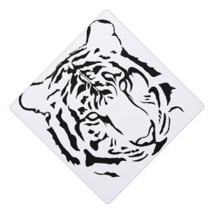 Toque De Diplômé Silhouette de tigre noir et blanc