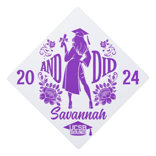 Toque De Diplômé Silhouette violette de la femme urbaine tendance " (Devant)
