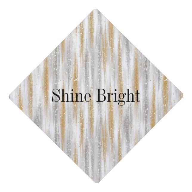 Toque De Diplômé Silver Gold Glitzy Glam Stripes (Devant)