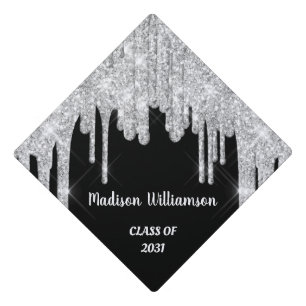 Toque De Diplômé Silver parties scintillant élégant chic typographi