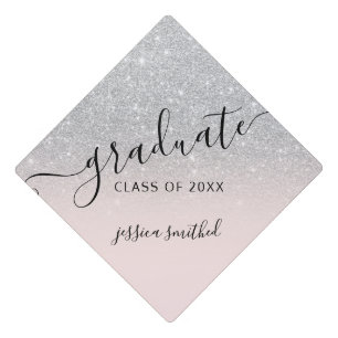 Toque De Diplômé Silver parties scintillant élégant chic typographi