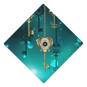 Toque De Diplômé Skeleton Keys on Green Background