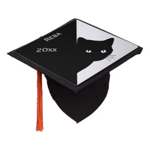 Toque De Diplômé Sly Black Cat Silver Nom et année