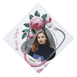Toque De Diplômé Stéthoscope Roses Roses Fleurs Roses Diplômé Moder
