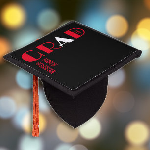 Toque De Diplômé Style noir rouge gras