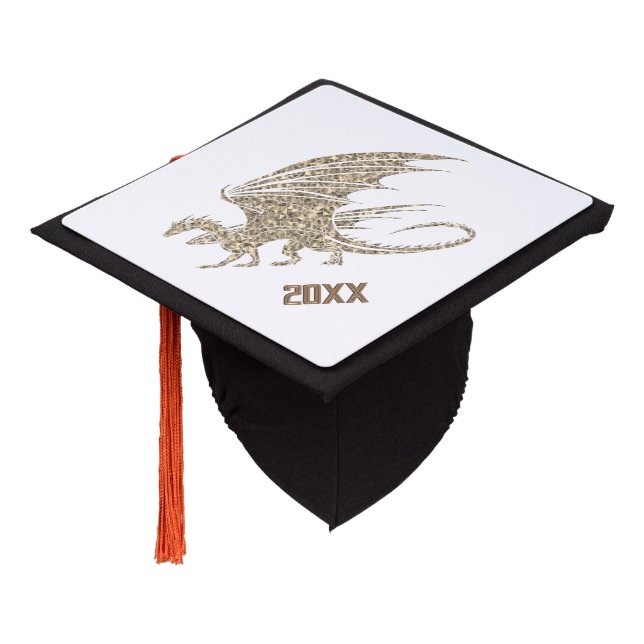 Toque De Diplômé Super Année Dragon de Mosaïque Dorée (Incliné)