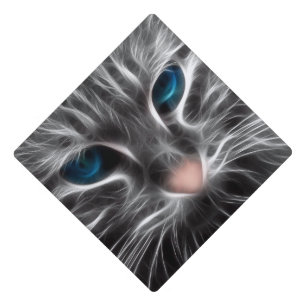 Toque De Diplômé Superbe Chat aux Yeux Bleus