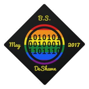Toque De Diplômé Symbole de l'informatique d'arc-en-ciel de la