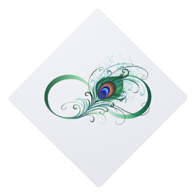 Toque De Diplômé Symbole d'infini avec plume de paon (Devant)
