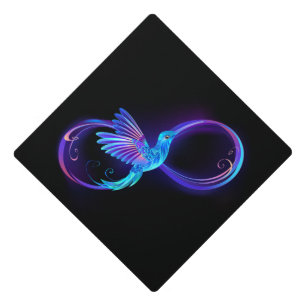 Toque De Diplômé Symbole d'infini néon avec colibri brillant