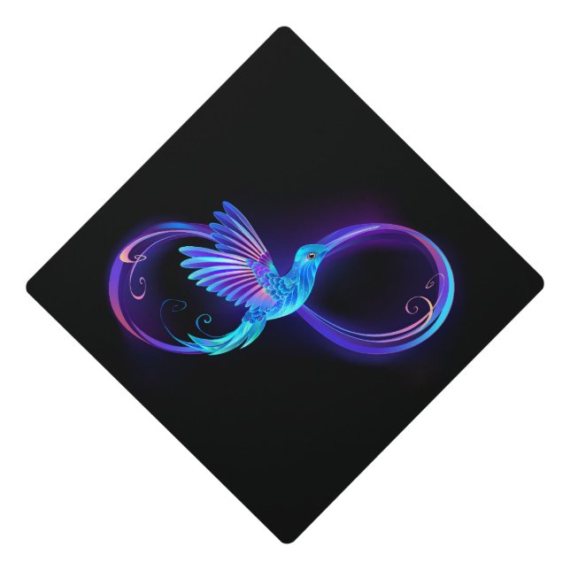 Toque De Diplômé Symbole d'infini néon avec colibri brillant (Devant)