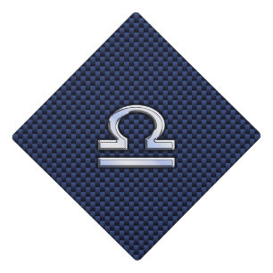 Toque De Diplômé Symbole du zodiaque Balance en argent sur fibre de
