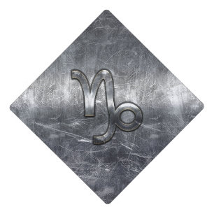 Toque De Diplômé Symbole Zodiaque Capricorne d'argent Style acier