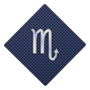 Toque De Diplômé SYMBOLE Zodiaque Scorpio Argent Marine Fibre de ca