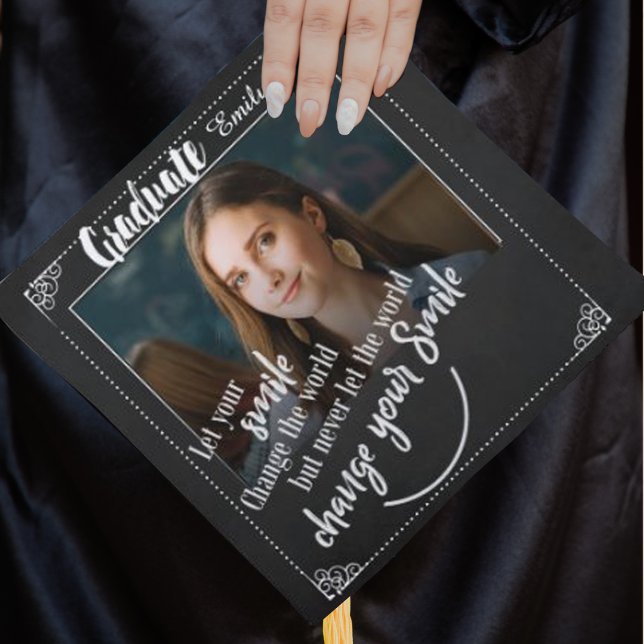 Toque De Diplômé Tableau noir blanc inspiré Citation photo (Créateur téléchargé)