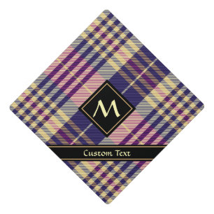 Toque De Diplômé Tartan Violet, Or et Bleu