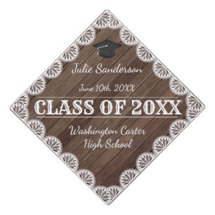 Toque De Diplômé Tassel de bois et dentelle de campagne