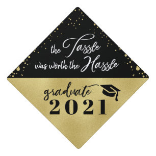 Toque De Diplômé Tassle Worth the Hassle Class 2021 Gold Confetti