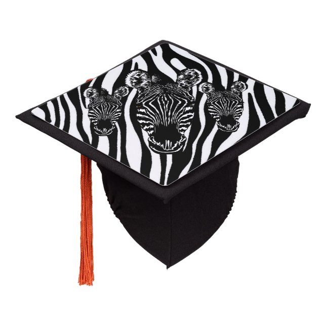 Toque De Diplômé Tendance Zebra Herd sur Zebra Imprimer (Incliné)