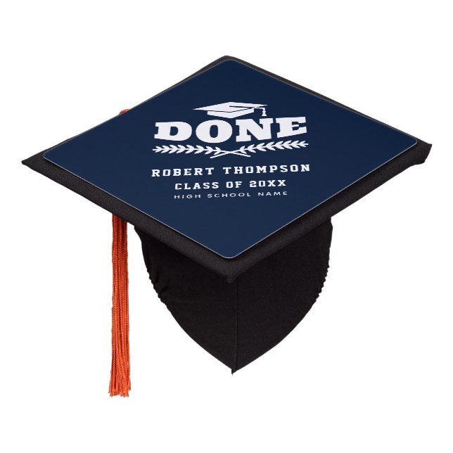 Toque De Diplômé Terminé Graduate 2023 Marine Blue Custom (Incliné)