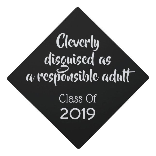 Toque De Diplômé Texte personnalisé / année "adulte responsable" (Devant)