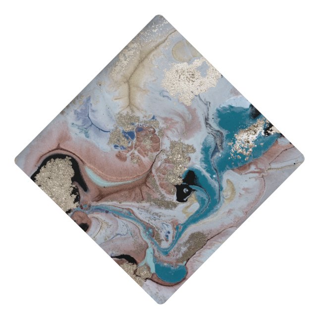 Toque De Diplômé Texture cool en marbre d'or (Devant)