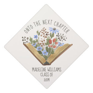 Toque De Diplômé Thème du livre Diplôme Floral Topper