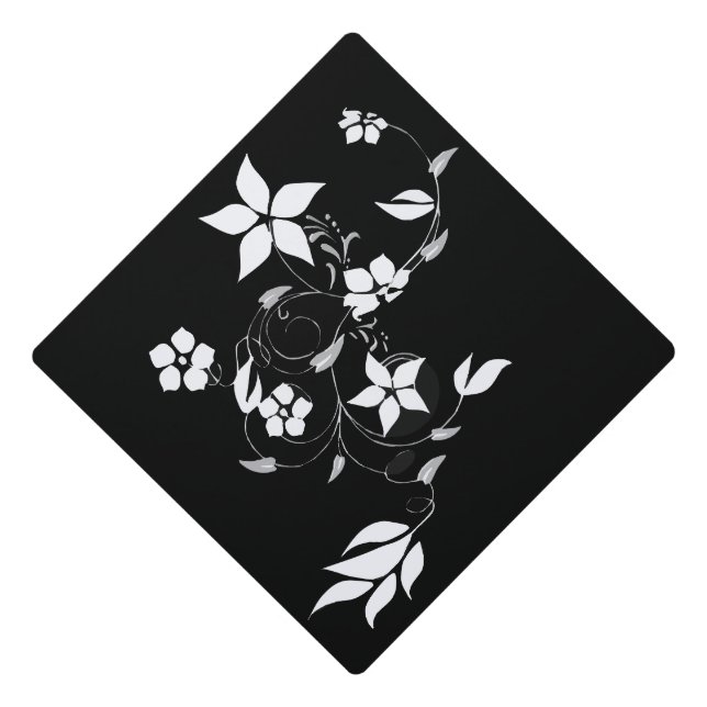 Toque De Diplômé Toppe de capuchon de graduation de fleurs (Devant)