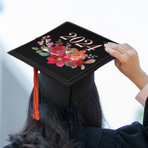 Toque De Diplômé Topper de capuchon de graduation florale personnal