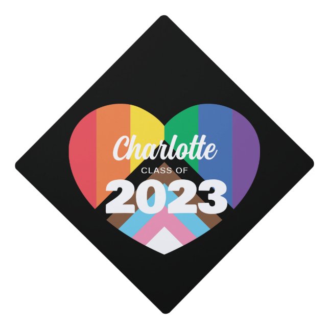 Toque De Diplômé Topper de la capuche de graduation en coeur LGBTQ  (Devant)