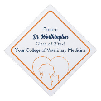 Toque De Diplômé Topper vétérinaire marine, orange et blanc