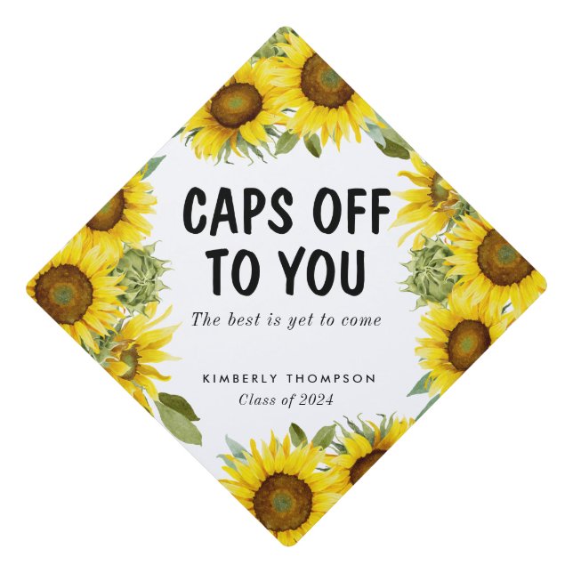 Toque De Diplômé Tournesol Graduation Caps sur mesure (Devant)
