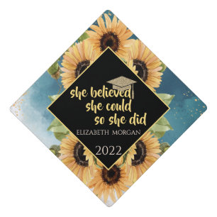 Toque De Diplômé Tournesols Élégants Capuchon de Remise des Diplôme