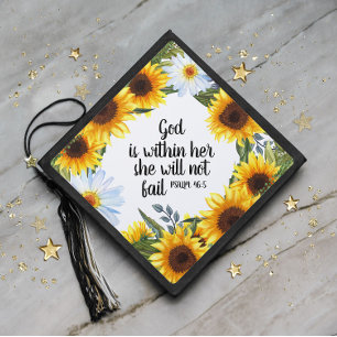 Toque De Diplômé Tournesols jaunes chrétiens Marguerites blanches