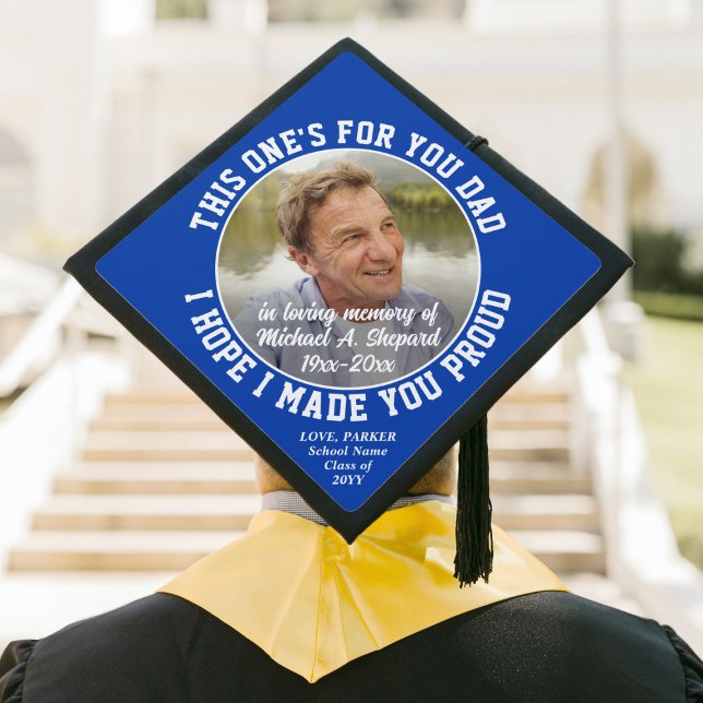 Toque De Diplômé Tout texte Hommage commémoratif Photo Royal Blue & (Créateur téléchargé)