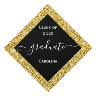 Toque De Diplômé Trame d'étincelle dorée