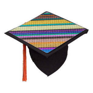 Toque De Diplômé Tricot coloré Bandes motif transparent 1