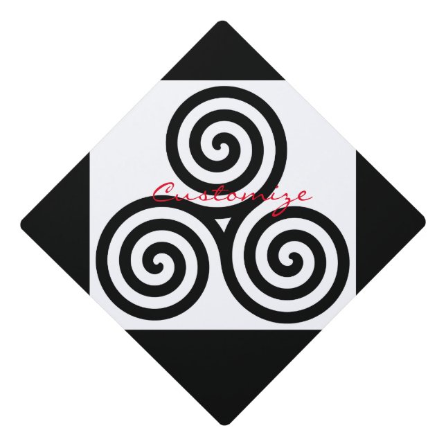 Toque De Diplômé Triple spirale noire Thunder_Cove (Devant)