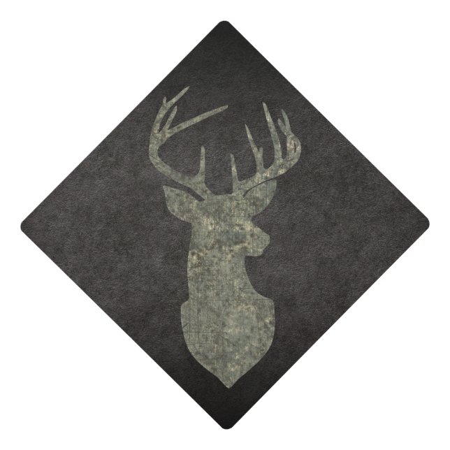 Toque De Diplômé Trophée Regal Buck Deer Silhouette au Camouflage (Devant)