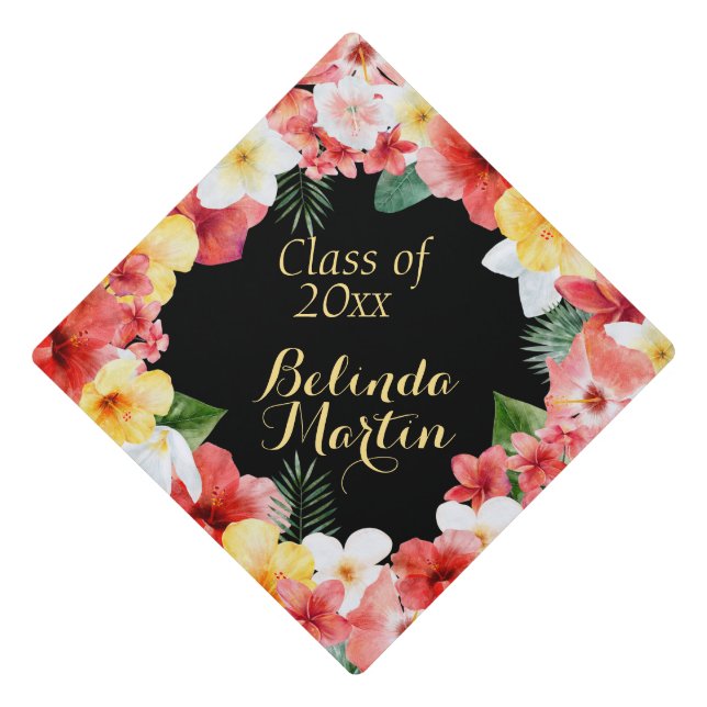 Toque De Diplômé Tropical Paradise Floral Tassel Topper (Devant)