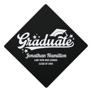 Toque De Diplômé Typographie Noir Et Blanc De Diplômé