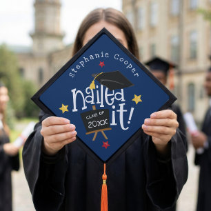 Toque De Diplômé Typographie Tendance Diplômé Réussi Bleu Marine