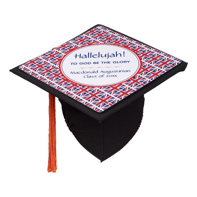 Toque De Diplômé UNION JACK UK Graduate Custom Patriotic HALLELUJAH (Incliné)
